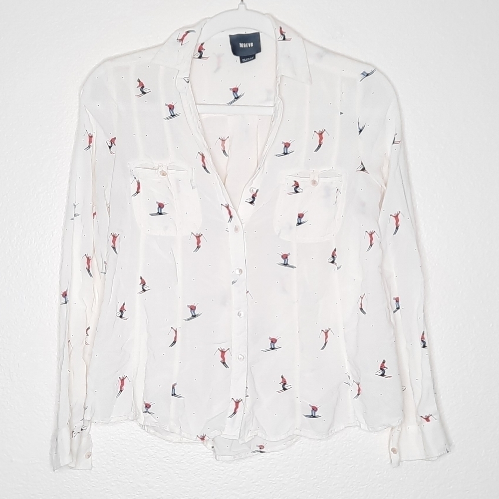 Anthropologie Maeve Conversationalist Ski Blouse 0 - Picture 5 of 9